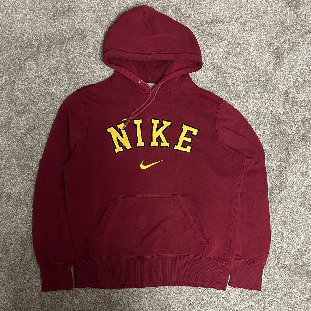Y2K 2000s Nike Center Swoosh Logo Red Hoodie